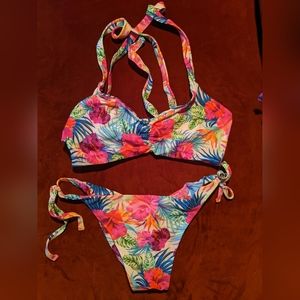 Fused Hawaii aloha tropical floral bikini -aloha and k top medium